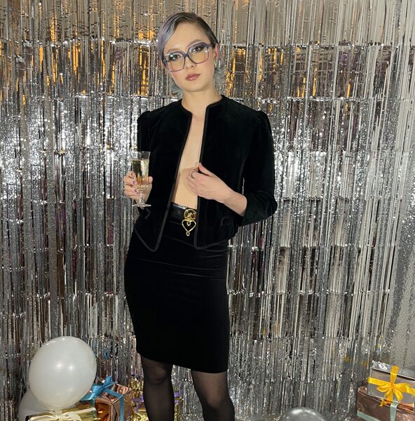 Ensemble en velours noir T. 34/36